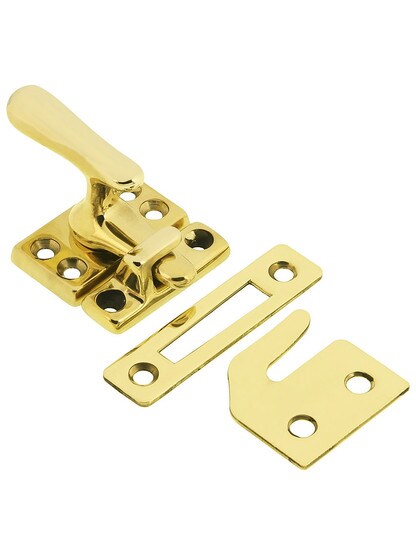 Solid Brass Casement Window Latch in Unlacquered Brass.